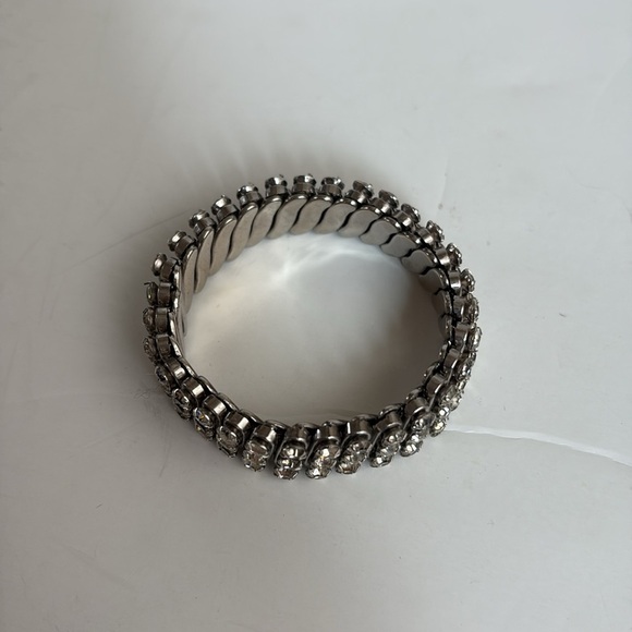 Crystal rhinestone expansion stretch bracelet Hollywood Madonna 80s silver - Picture 2 of 13